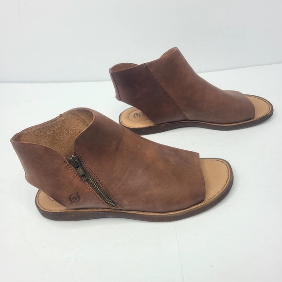 Born Hazle Open Toe Gladiator Side Zip Sandals Women Size 9 Brown Leather - Picture 2 of 8